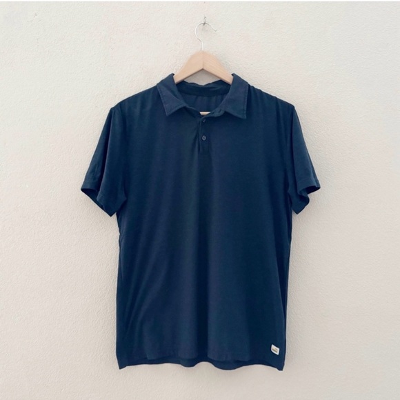 Vuori Strato Tech Polo Shirt Henley Med Blue Short Sleeve Classic Golf Casual - Picture 3 of 9
